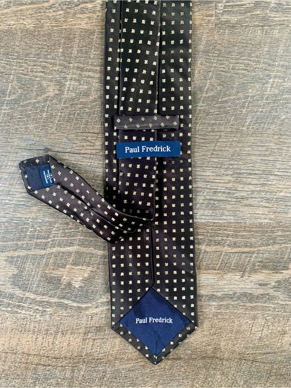 Paul Fredrick Workwear Black Tie with Gold Dot Pattern